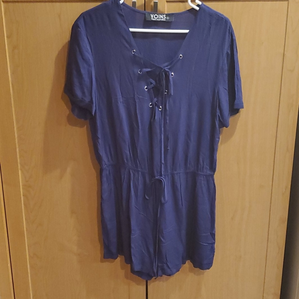 Women's Navy Blue Romper by Yoins Size Large